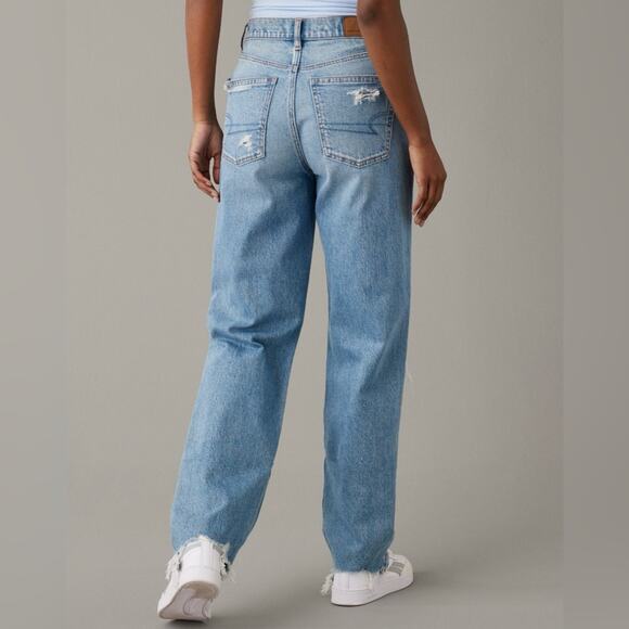 AE American Eagle Strigid Ripped Highest Waist Baggy Straight Jean Plus Size 20S - Picture 4 of 16